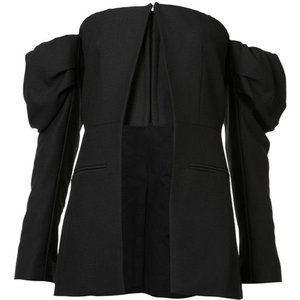 ISO: Vera Wang Black Off-Shoulder Cut Away Jacket